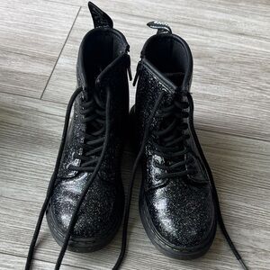 Dr. Martens Black Glitter Kids Boots